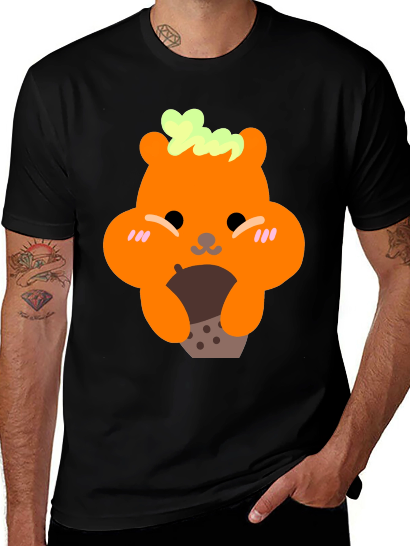 Cute Bear Holding Boba Tea Graphic T-Shirt