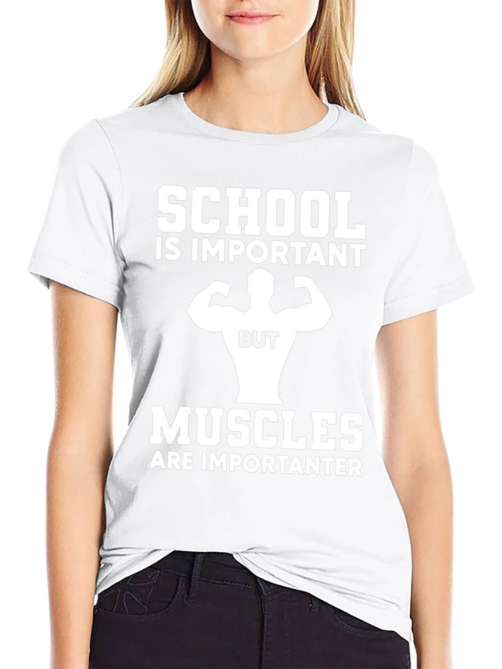 School vs Muscles Graphic T-Shirt - Black