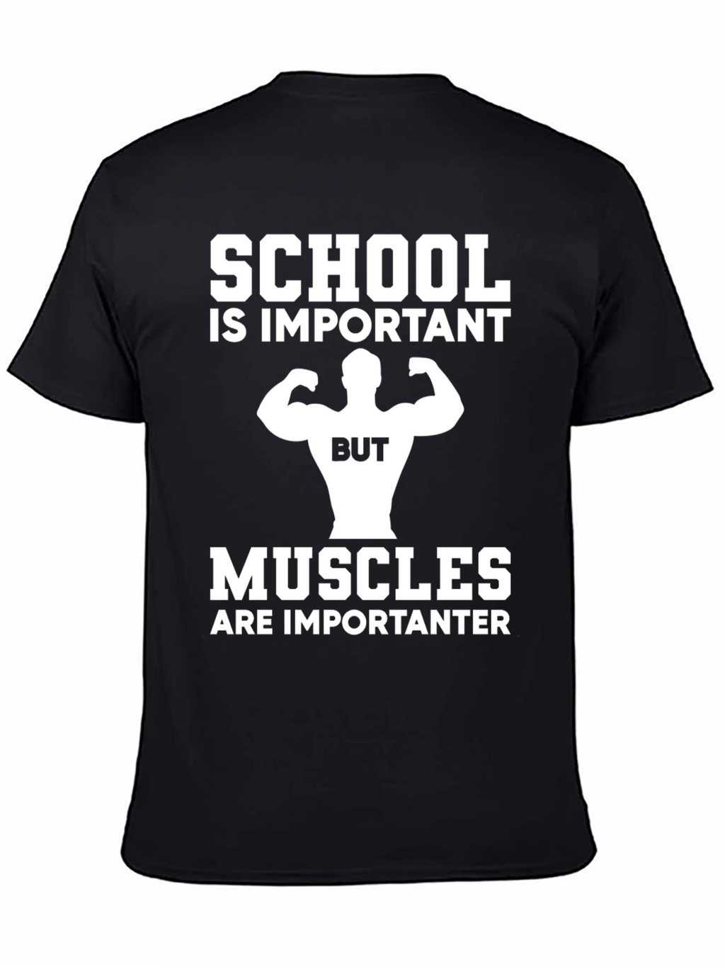 School vs Muscles Graphic T-Shirt - Black
