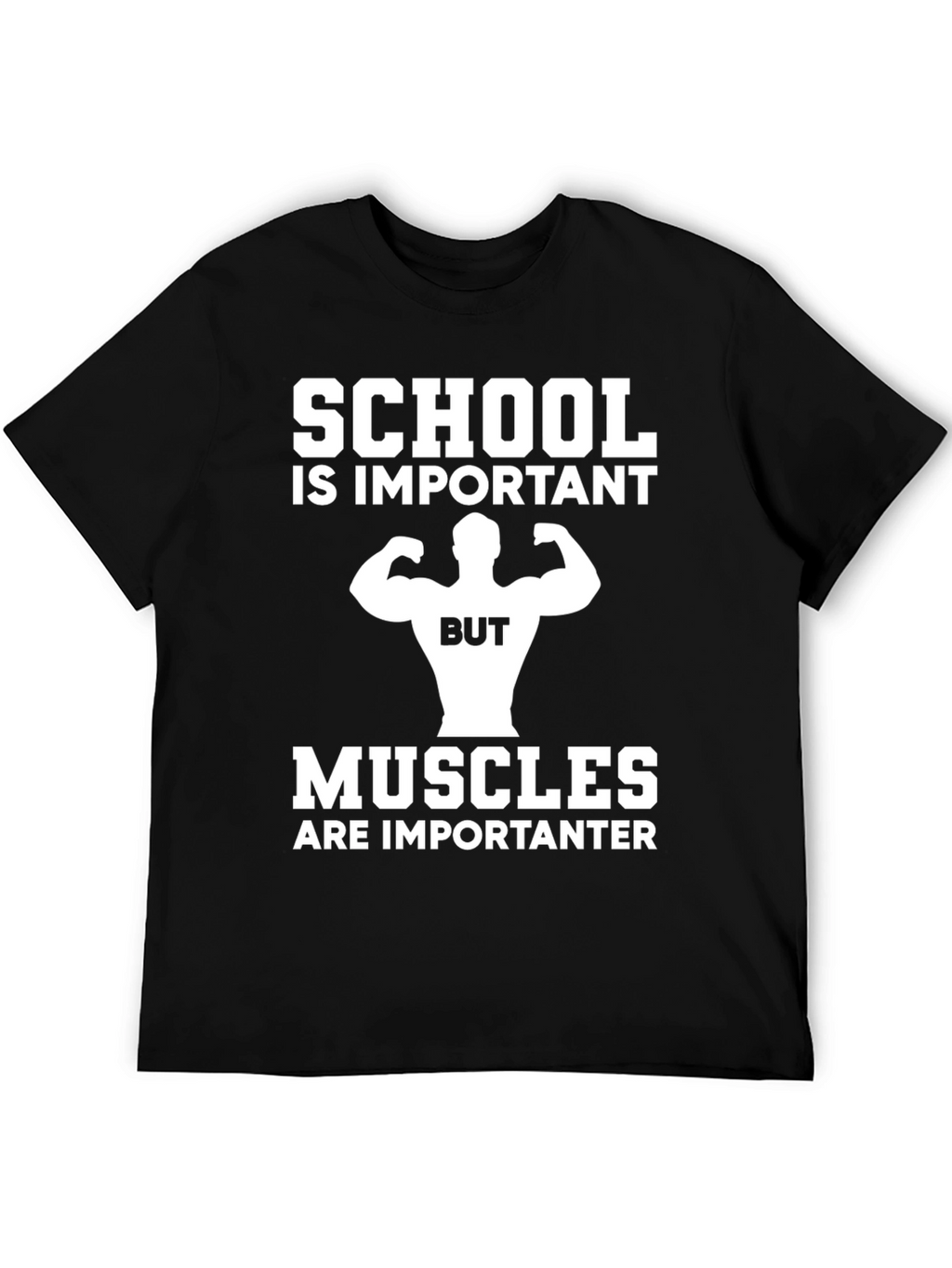 School vs Muscles Graphic T-Shirt - Black
