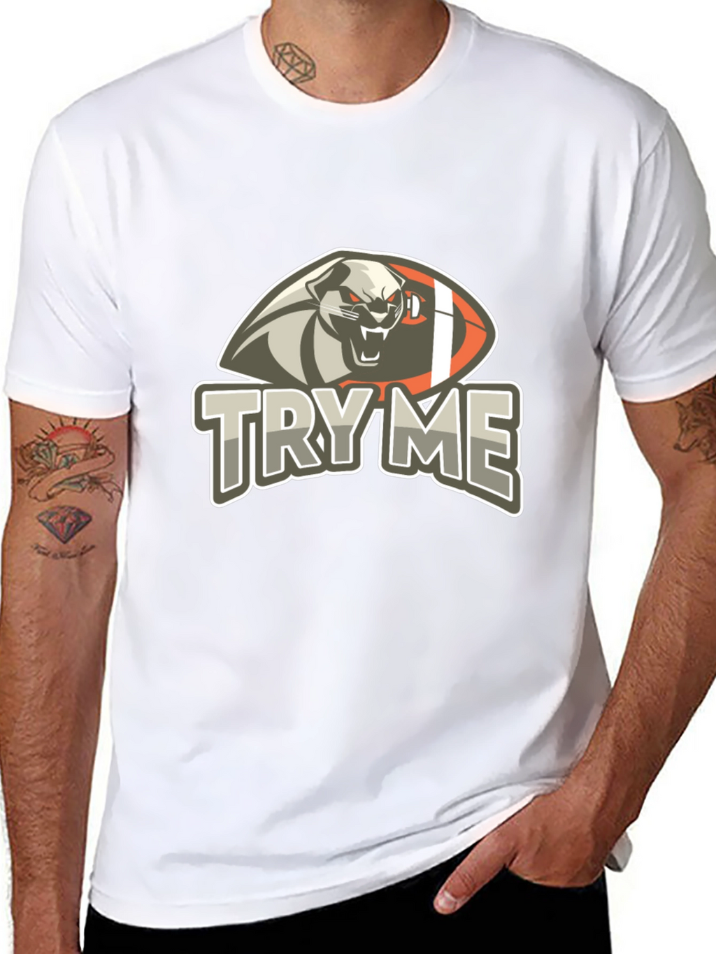 Try Me T-Shirt - Graphic Tee with Football Animal