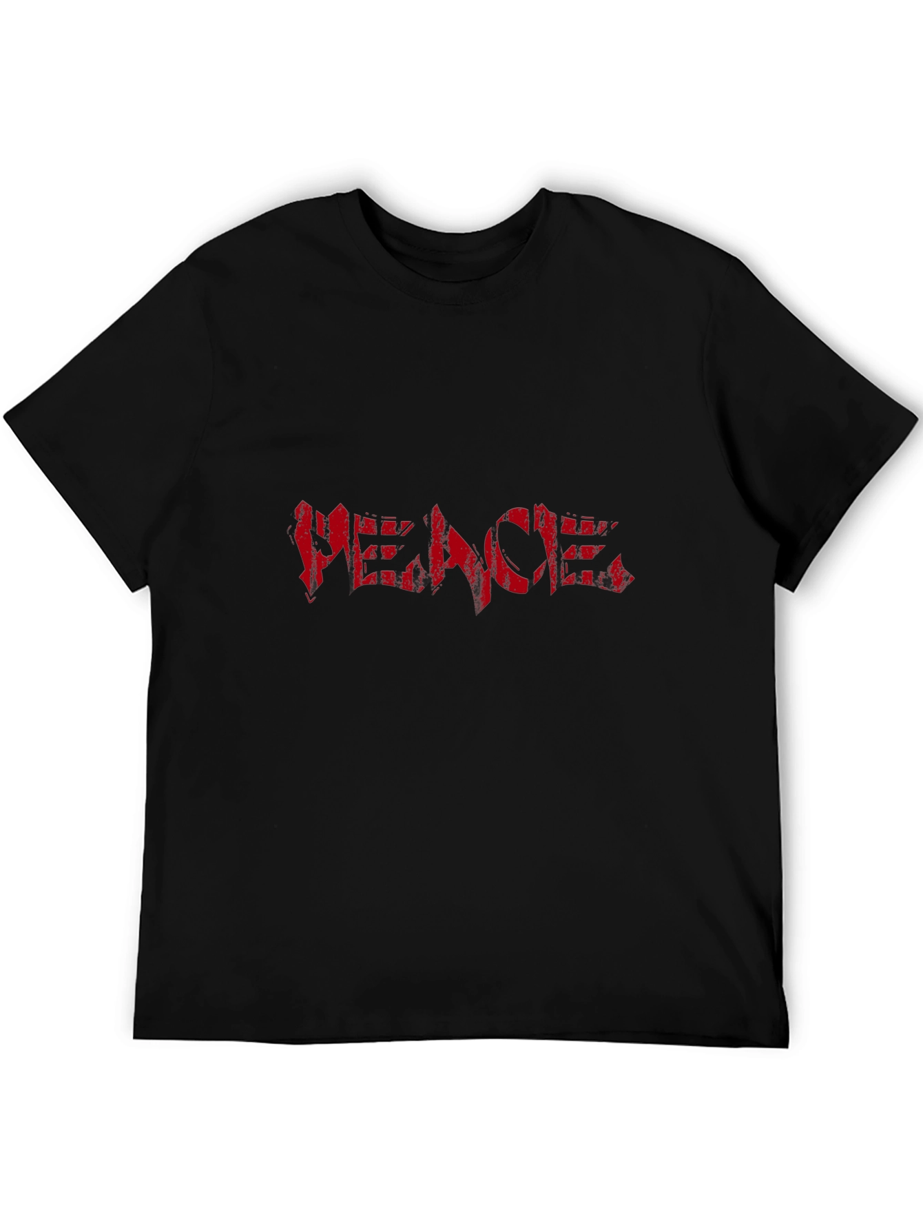 Black Graphic Tee - Red PEACE Print
