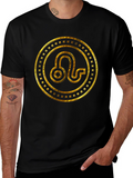 Gold Leo Zodiac Sign Black T-Shirt