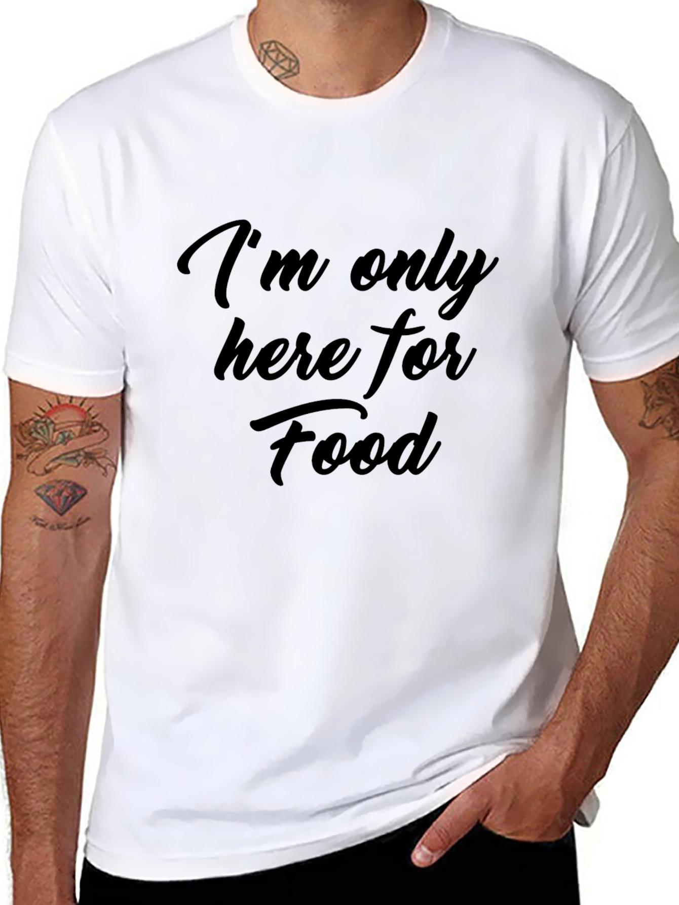 Im Only Here For Food Black T-Shirt