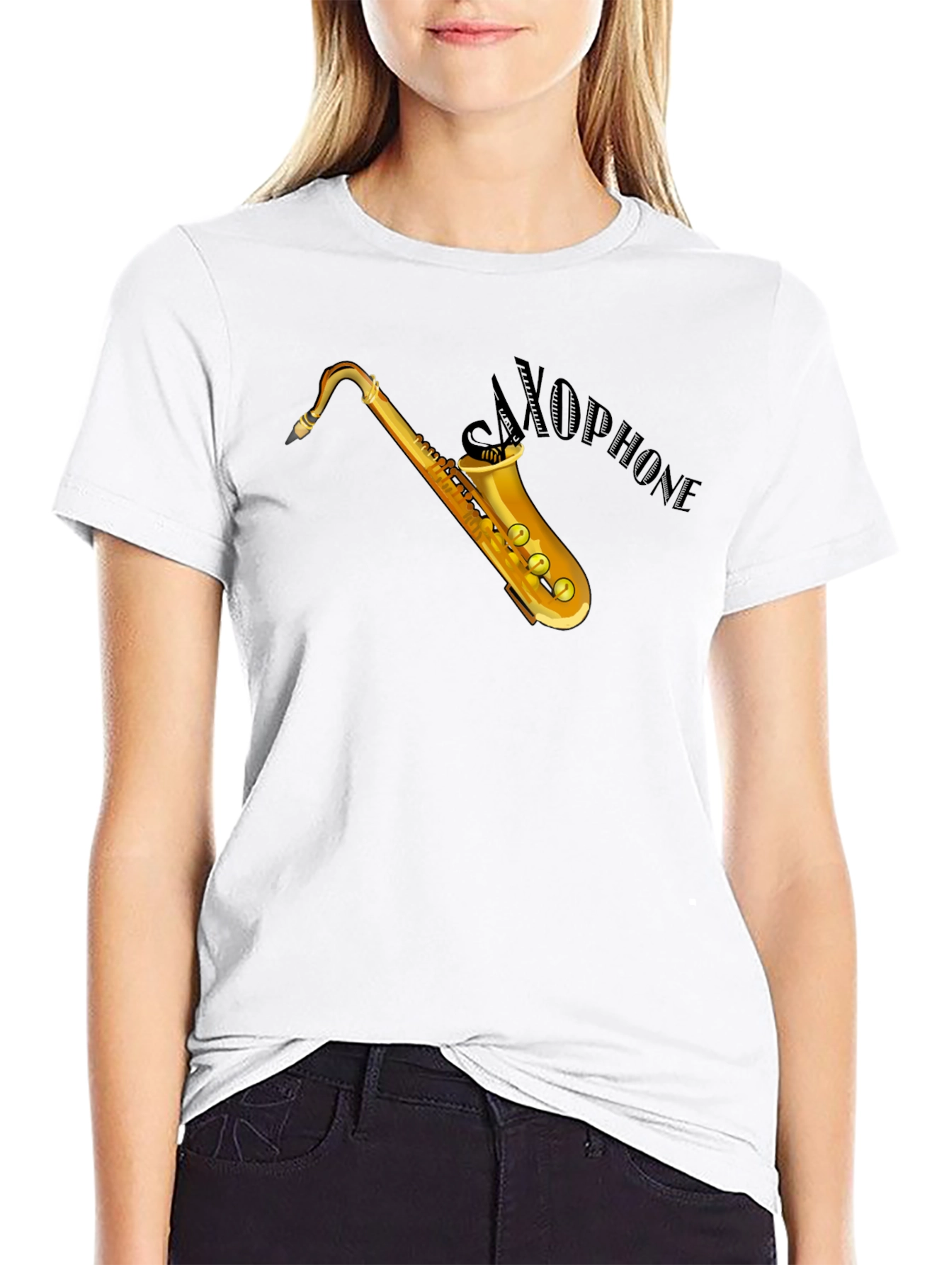 Saxophone Graphic Black T-Shirt - Music Lover Tee