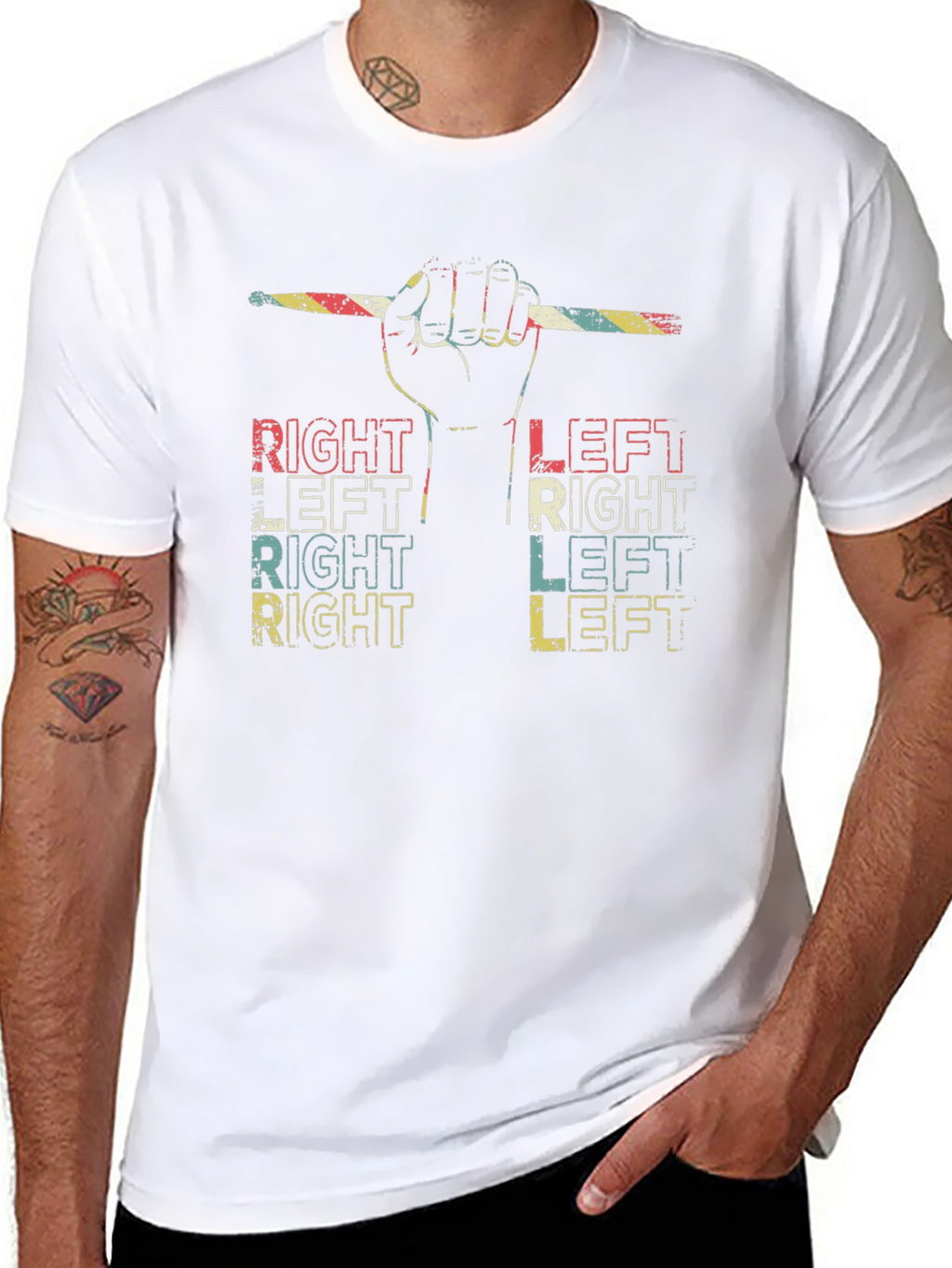 Retro Drumming Right Left T-Shirt