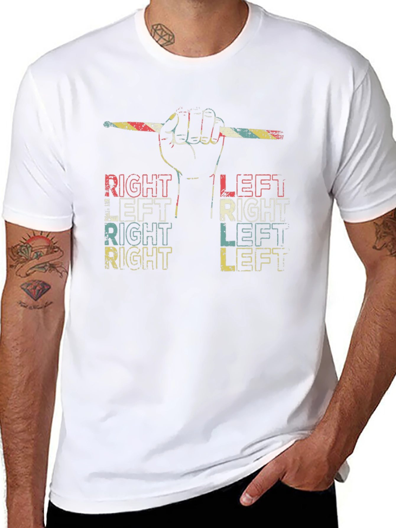 Retro Drumming Right Left T-Shirt