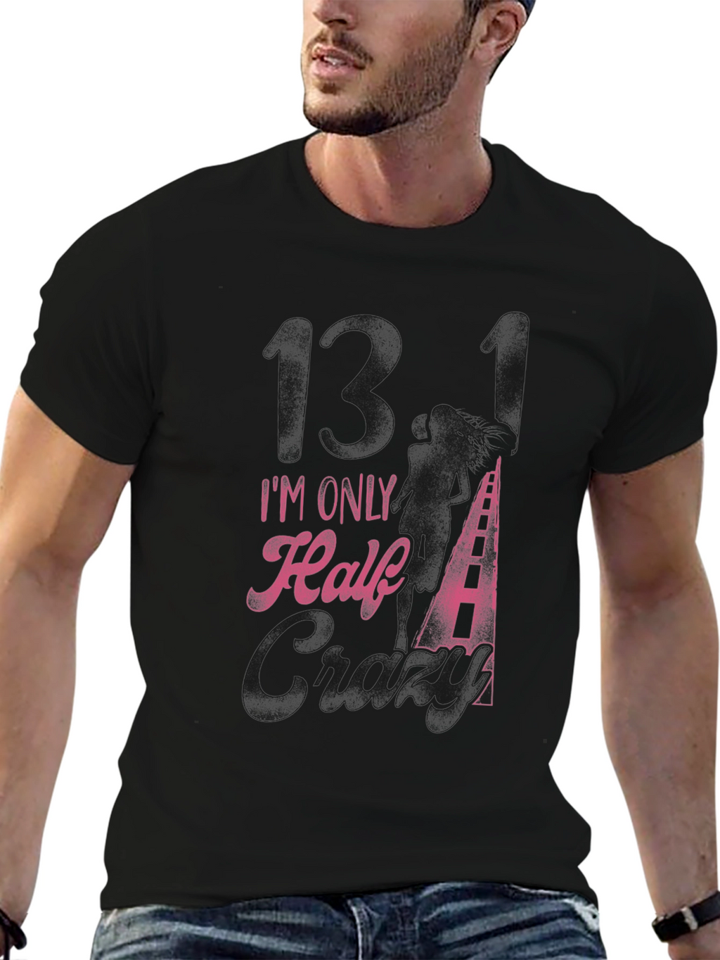Im Only Half Crazy Black Graphic Tee