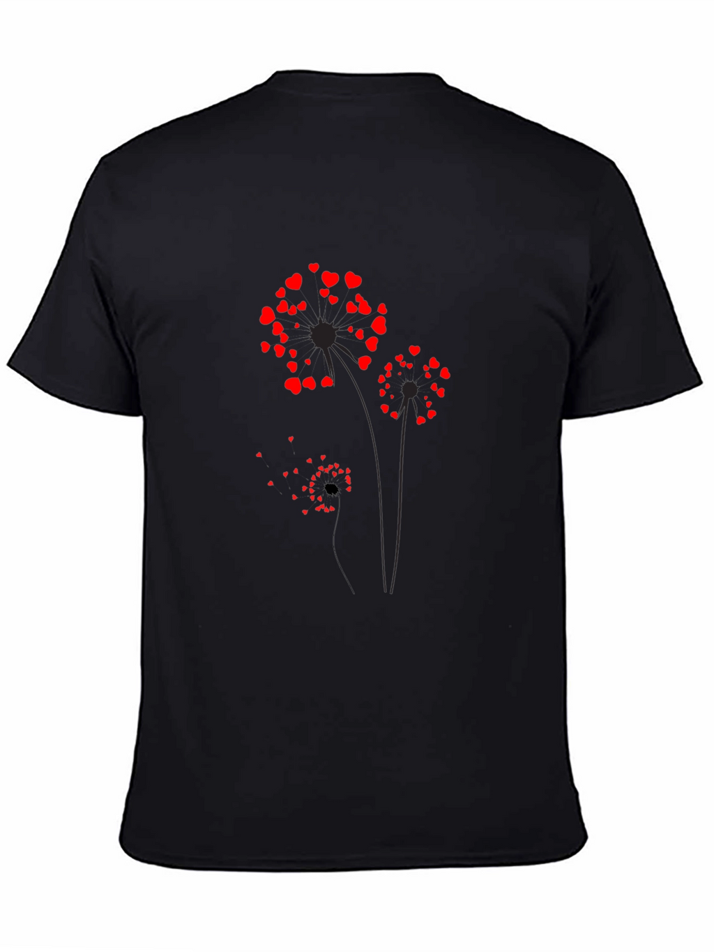 Heart Dandelion Graphic Tee - Black Cotton Blend