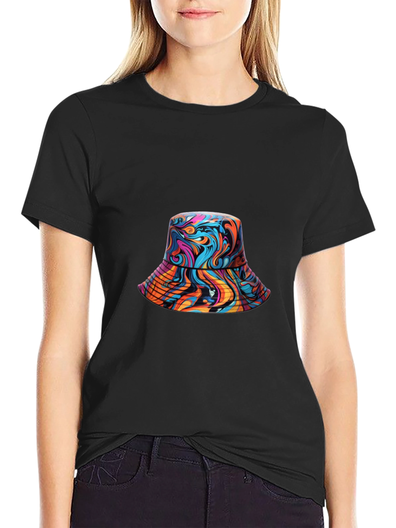 Vibrant Swirl Bucket Hat Graphic Tee