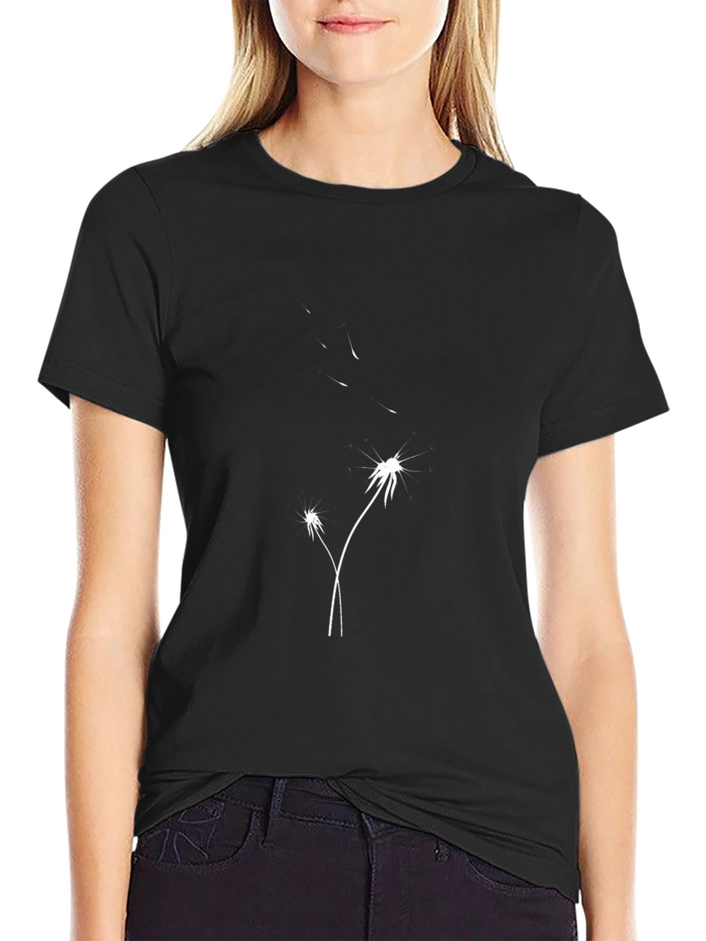 Dandelion Print Black T-Shirt