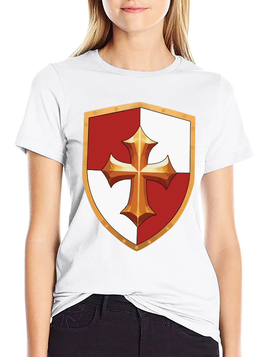 Medieval Knight Templar Shield Black T-Shirt