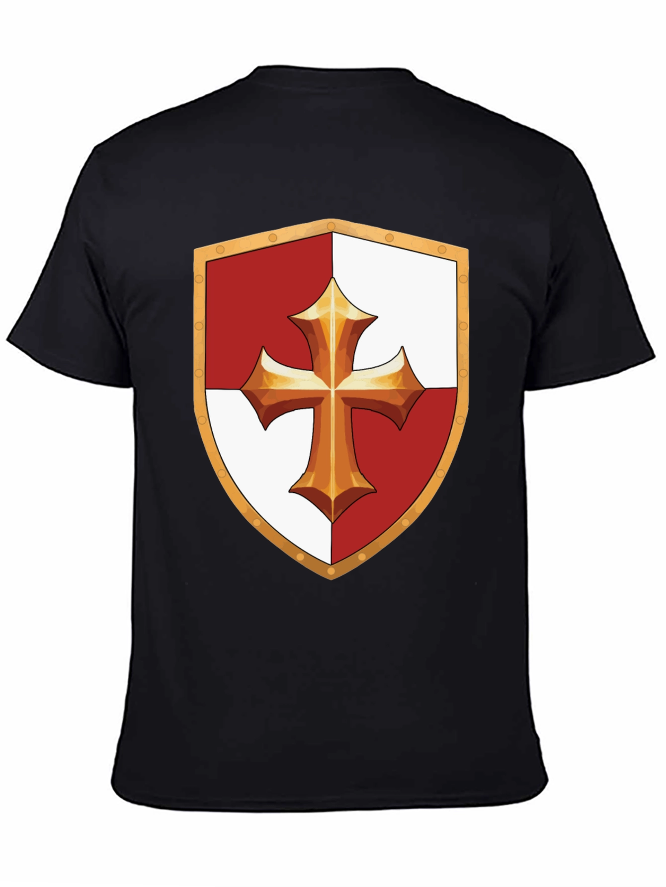 Medieval Knight Templar Shield Black T-Shirt