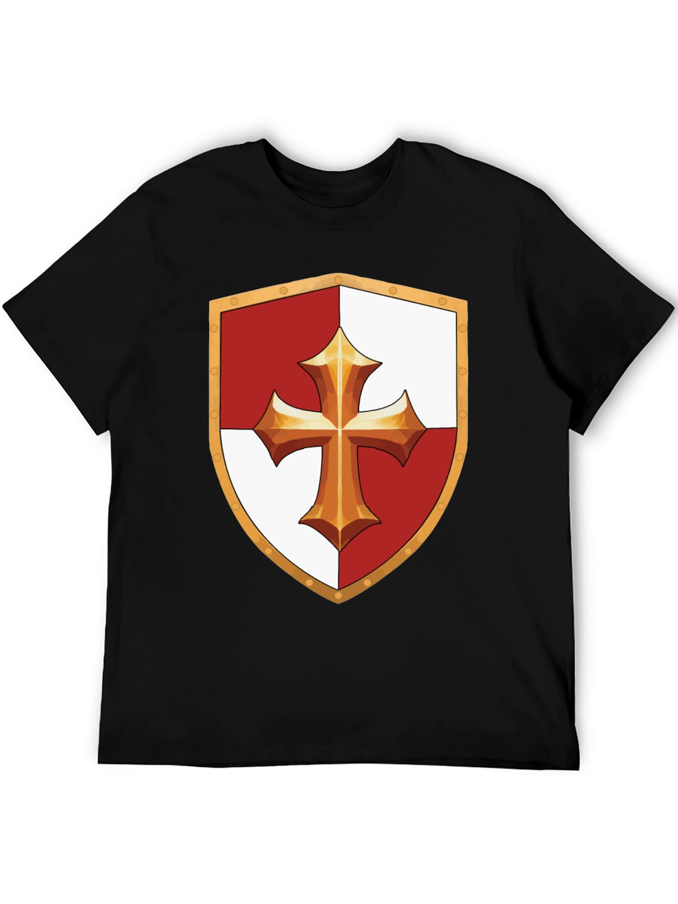 Medieval Knight Templar Shield Black T-Shirt
