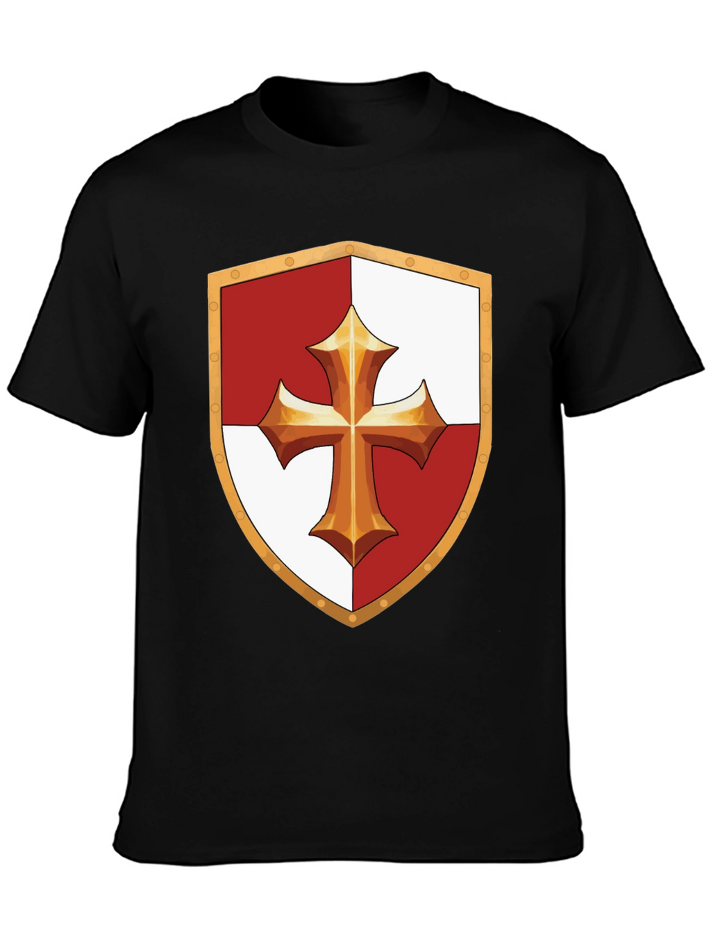 Medieval Knight Templar Shield Black T-Shirt