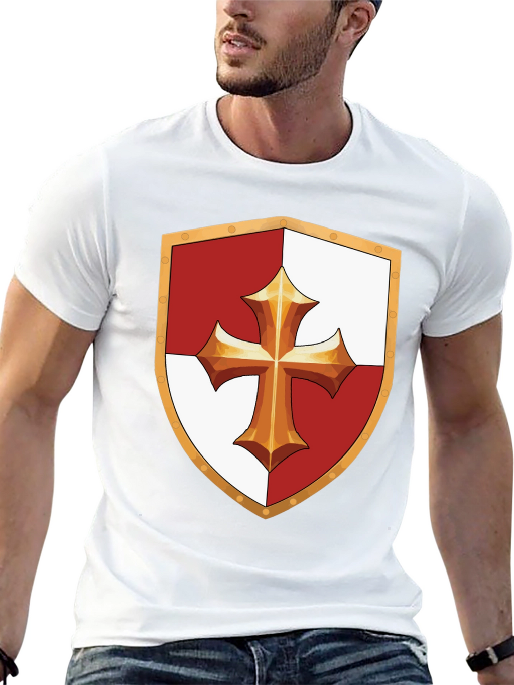 Medieval Knight Templar Shield Black T-Shirt