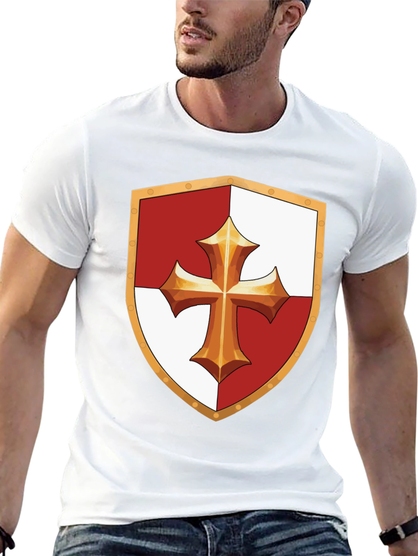 Medieval Knight Templar Shield Black T-Shirt