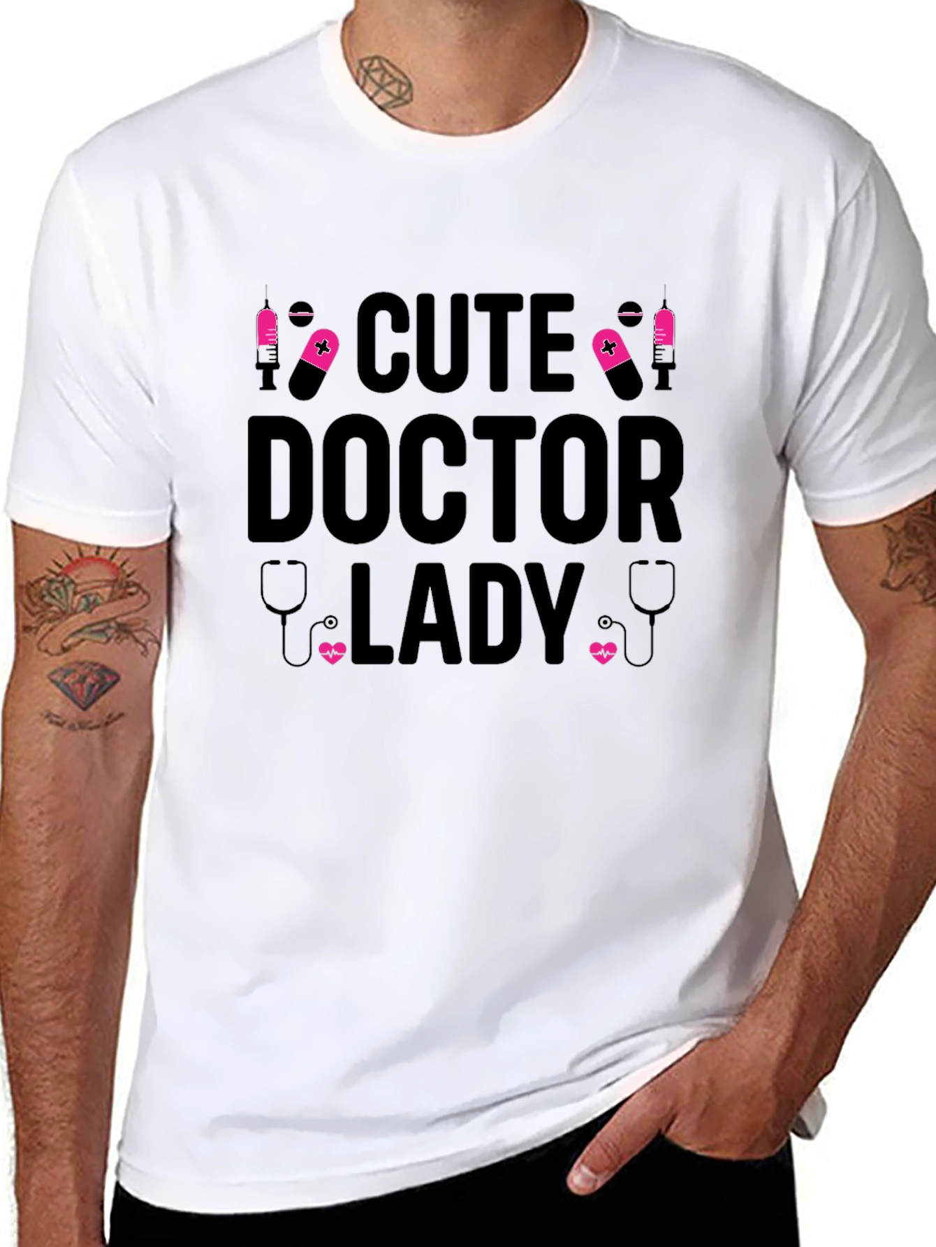 Cute Doctor Lady Black T-Shirt