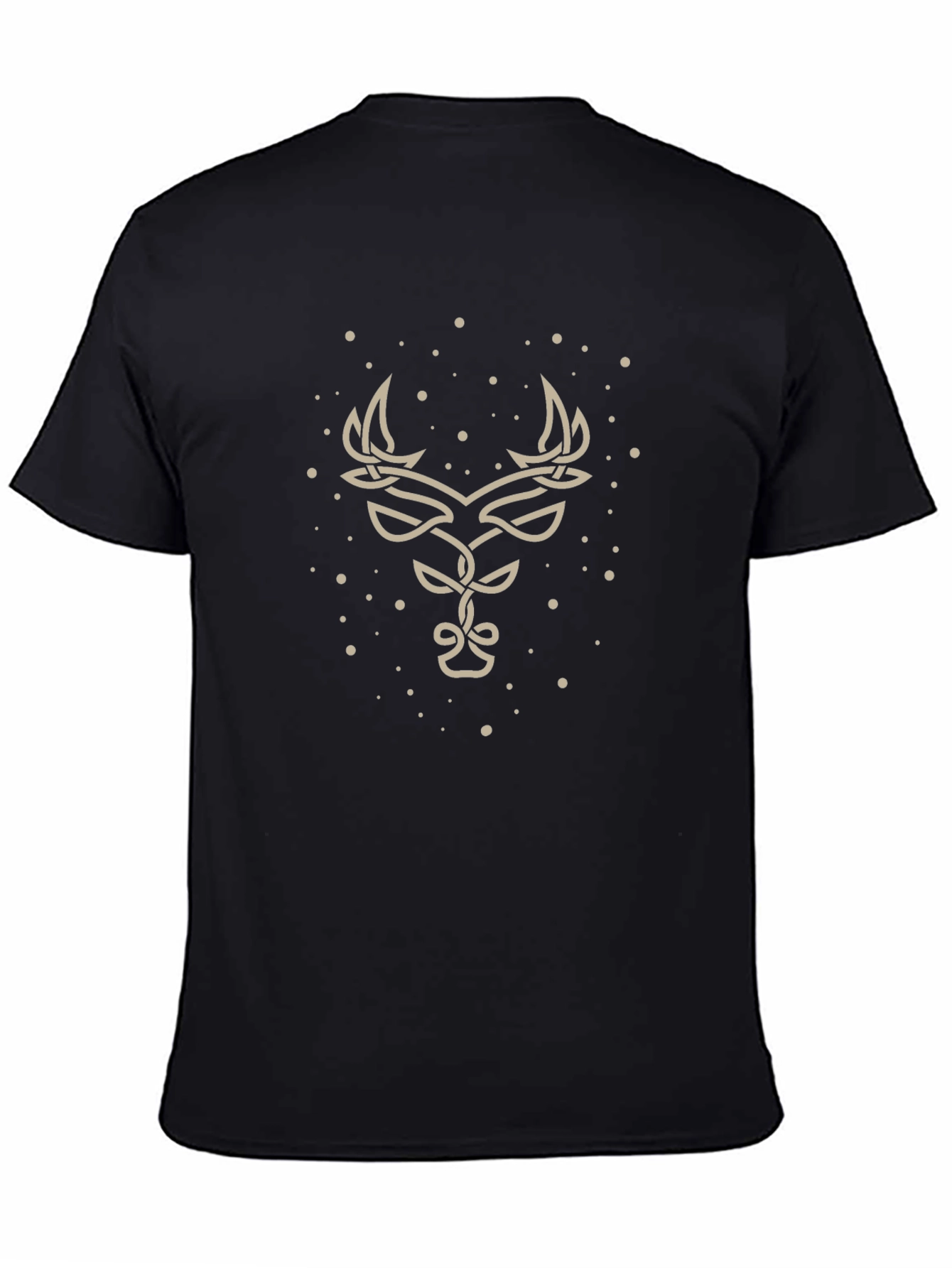Mens Black T-Shirt with Celtic Stag Design