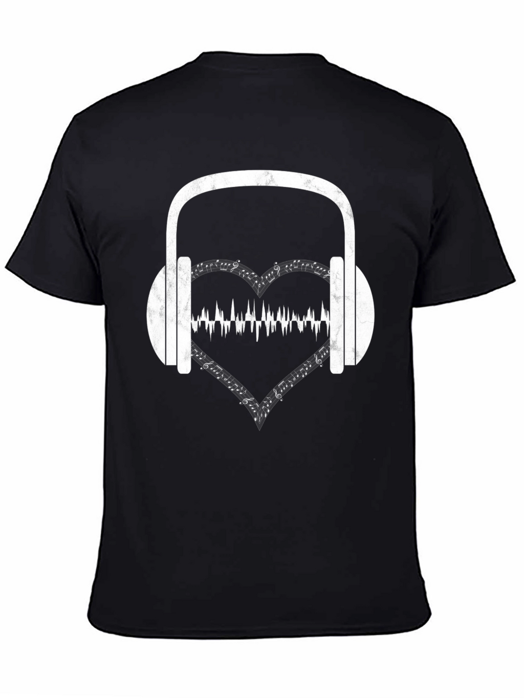 Music Lover T-Shirt - Headphones & Heartbeat Design