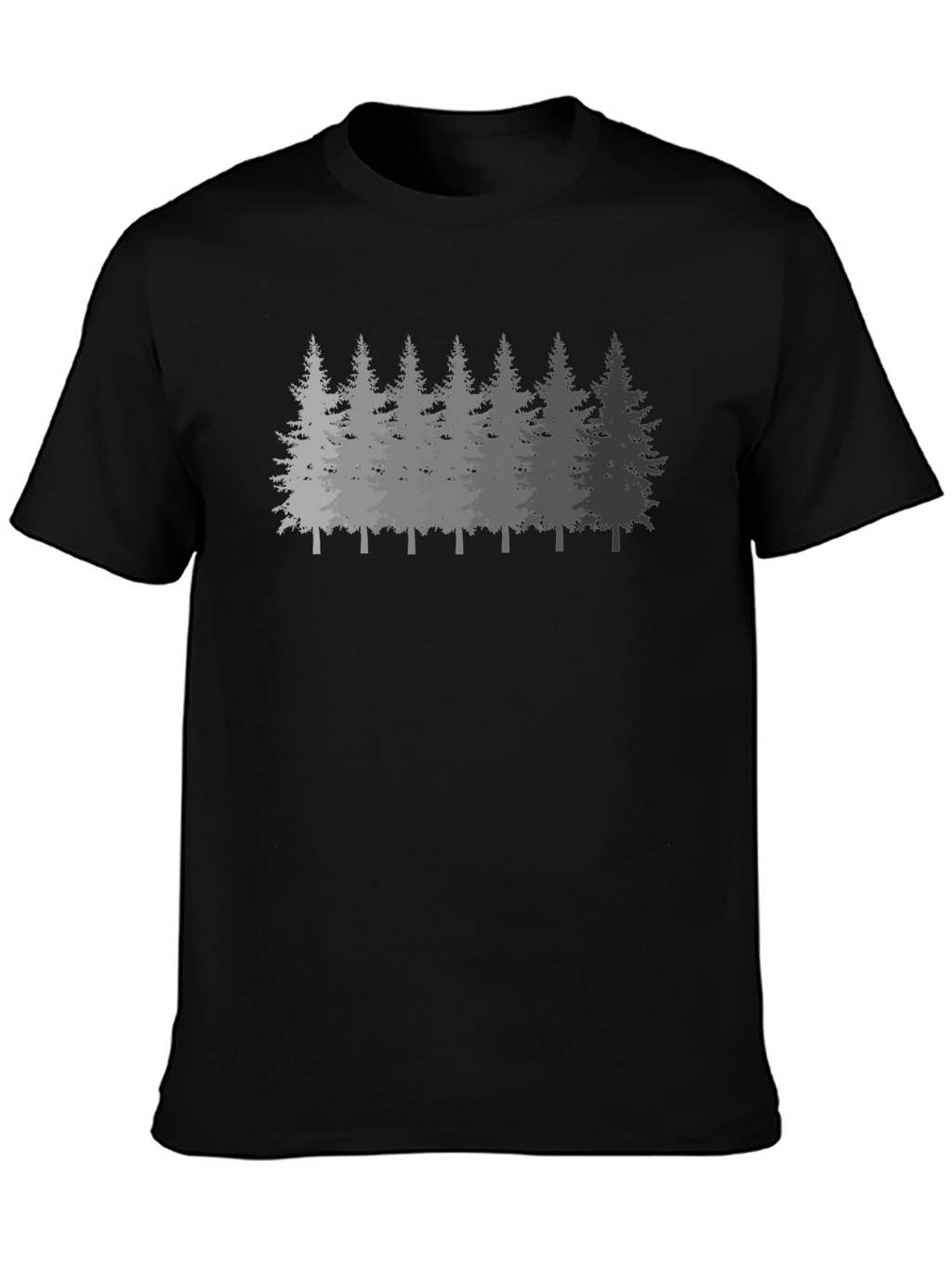 Mens Forest Print Black Crew Neck T-Shirt