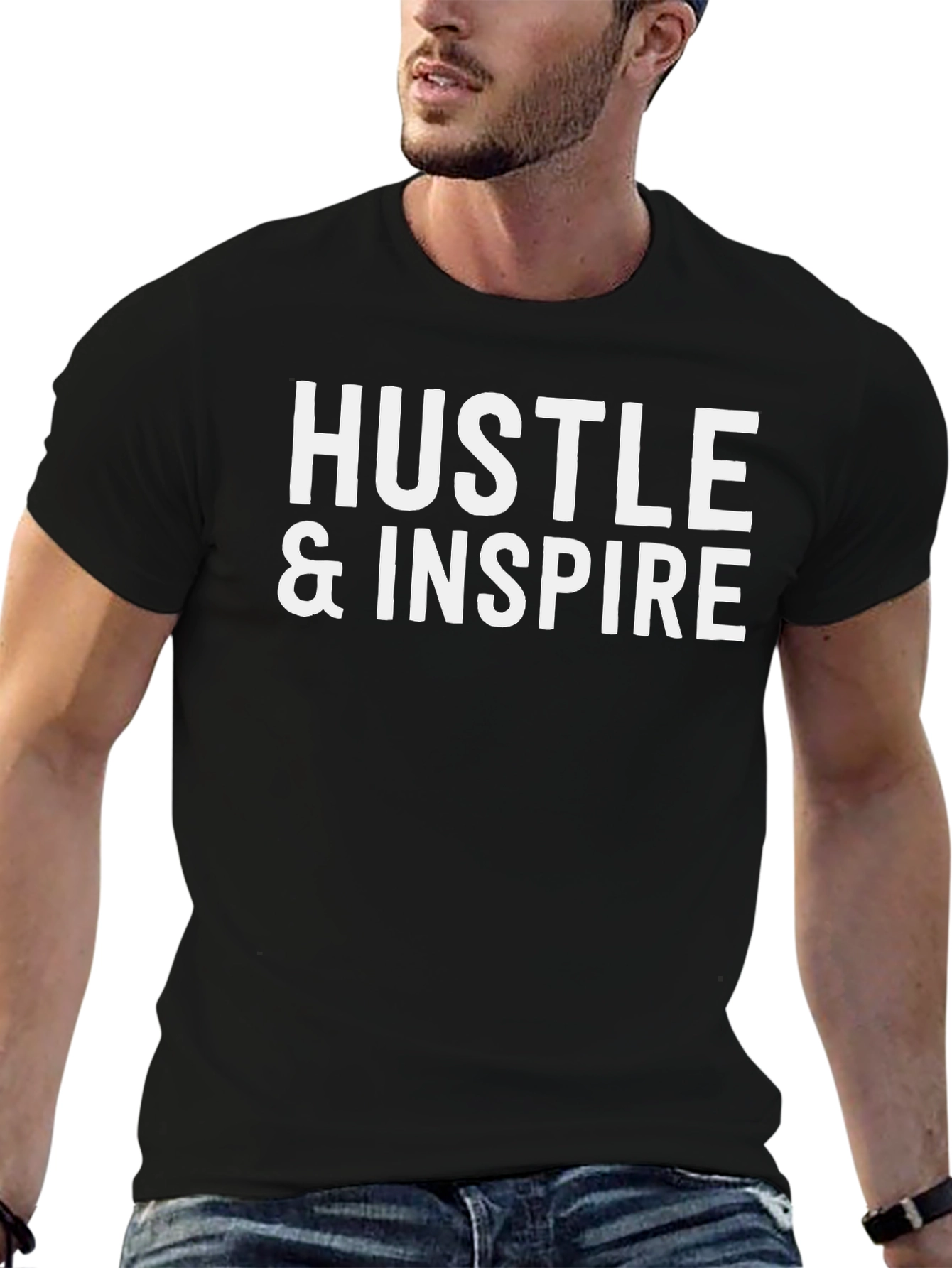 Hustle & Inspire Black Graphic Tee