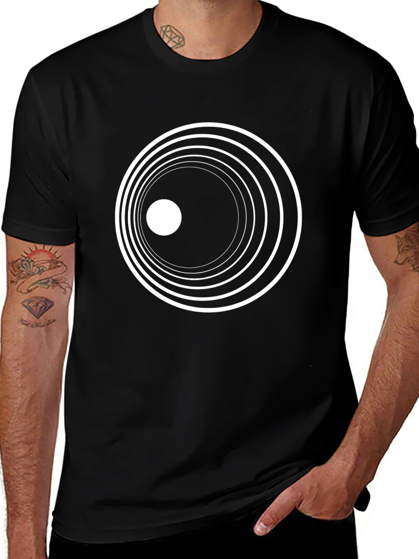 Abstract Concentric Circle Graphic Tee - Modern Art Shirt