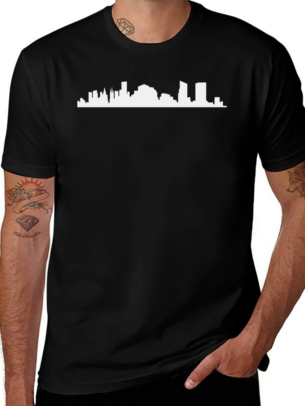 City Skyline Graphic T-Shirt - Black