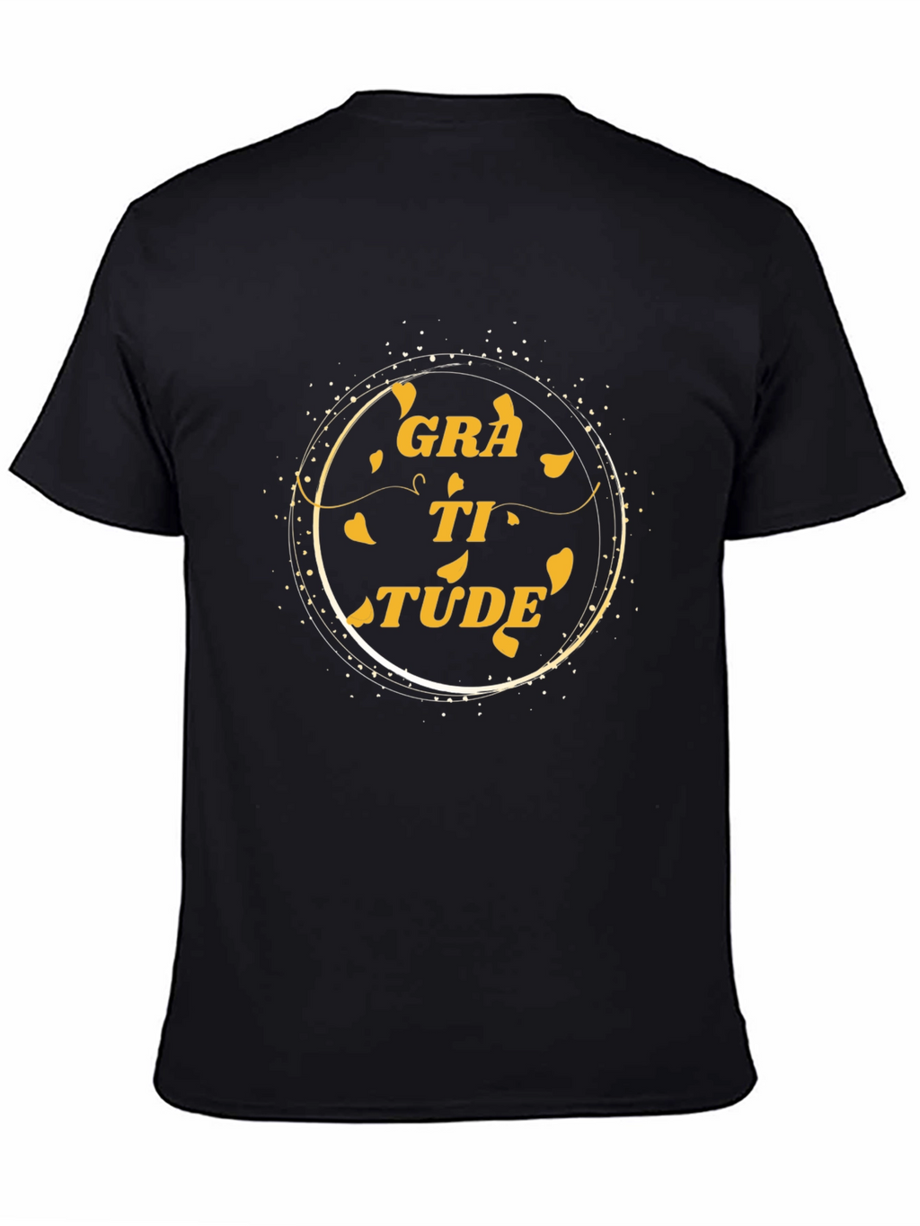 Gratitude Black T-Shirt Inspirational Word Art Tee