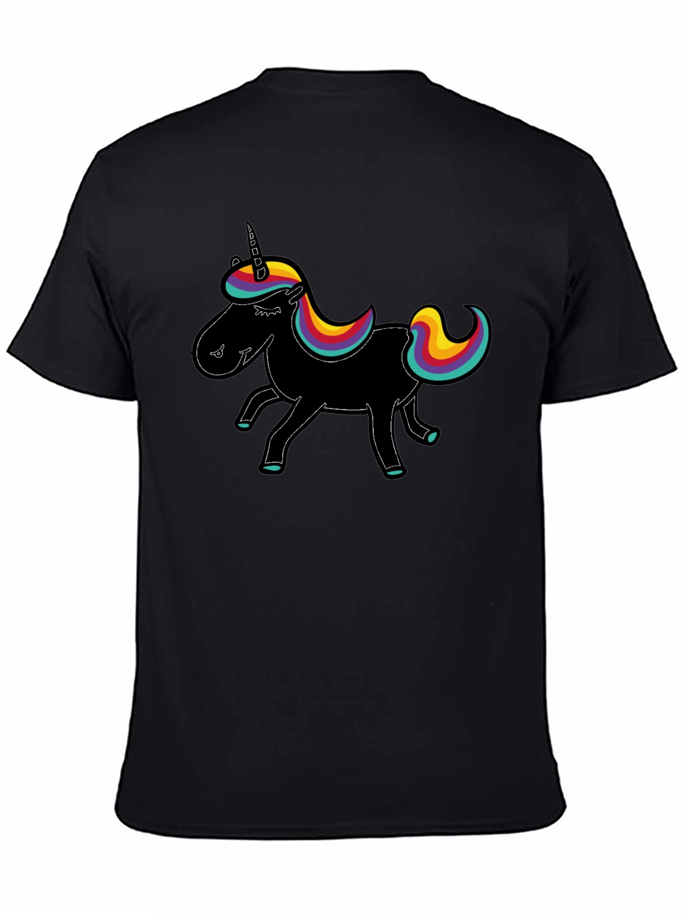 Rainbow Unicorn Black T-Shirt - Mens Graphic Tee