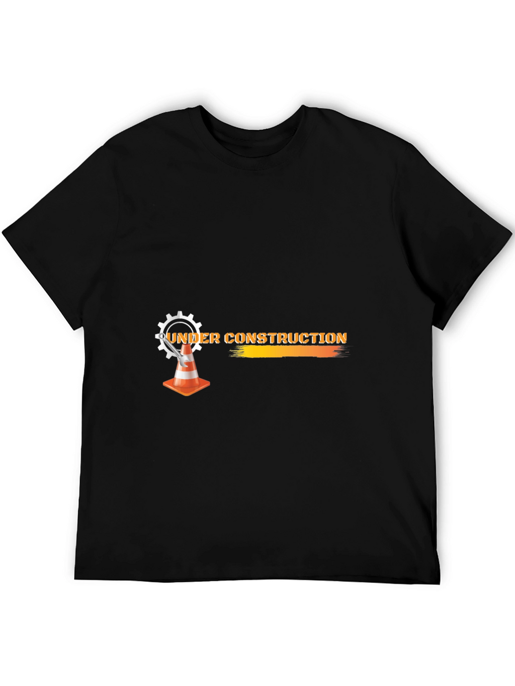 Under Construction Graphic Tee - Black Cotton Blend