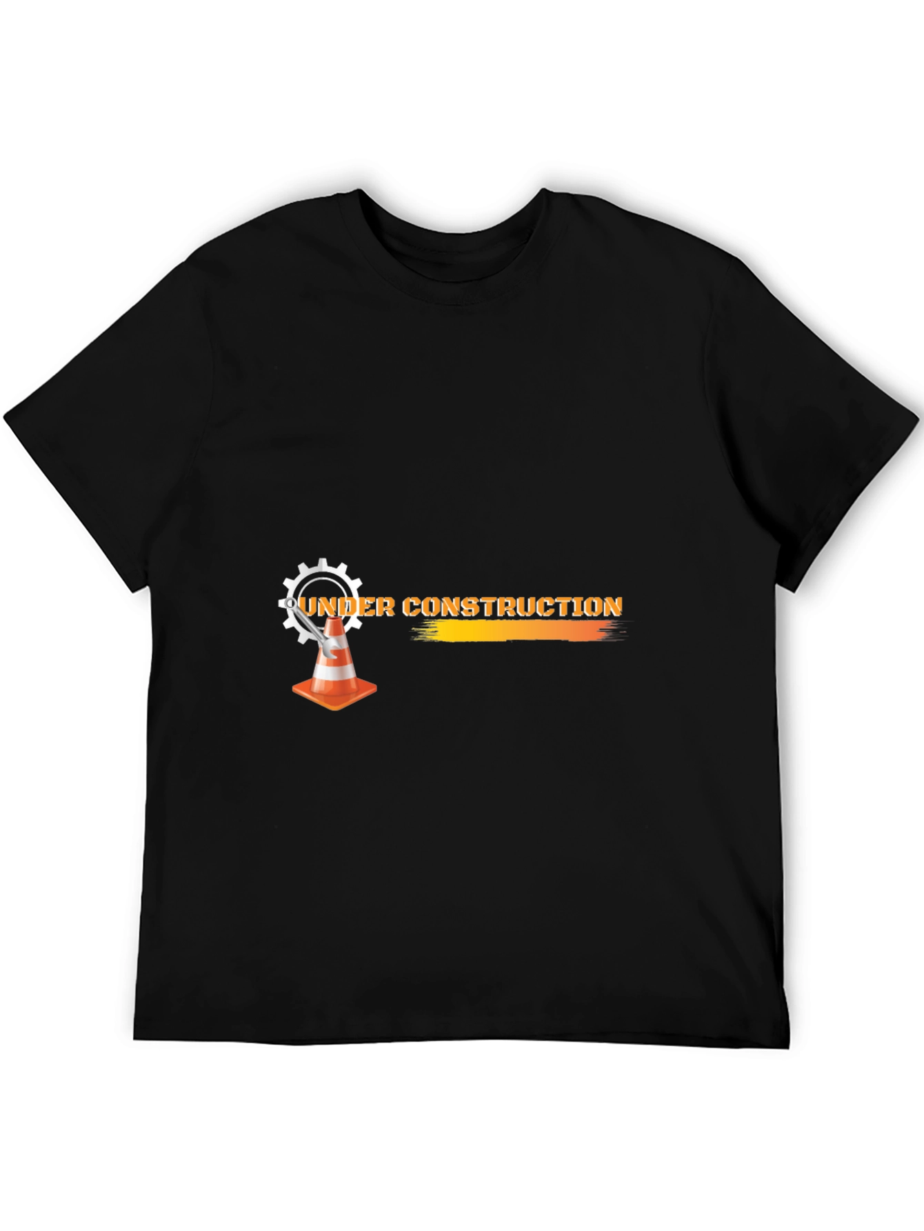 Under Construction Graphic Tee - Black Cotton Blend