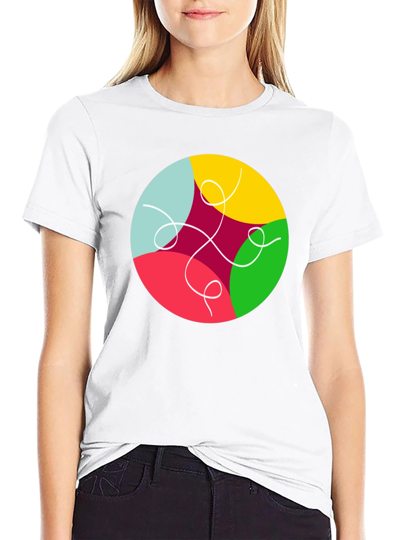 Abstract Circle Graphic Black T-Shirt