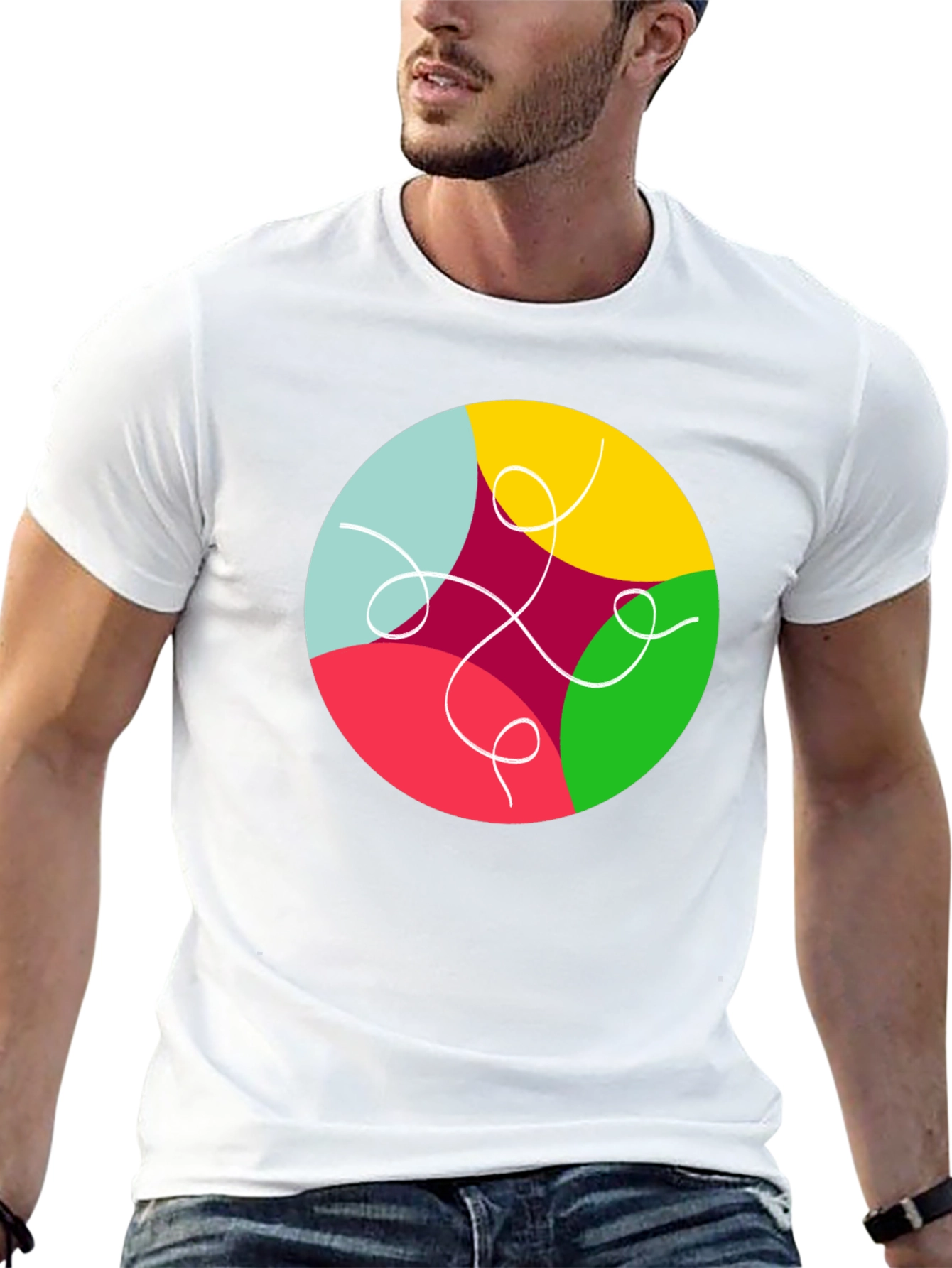 Abstract Circle Graphic Black T-Shirt