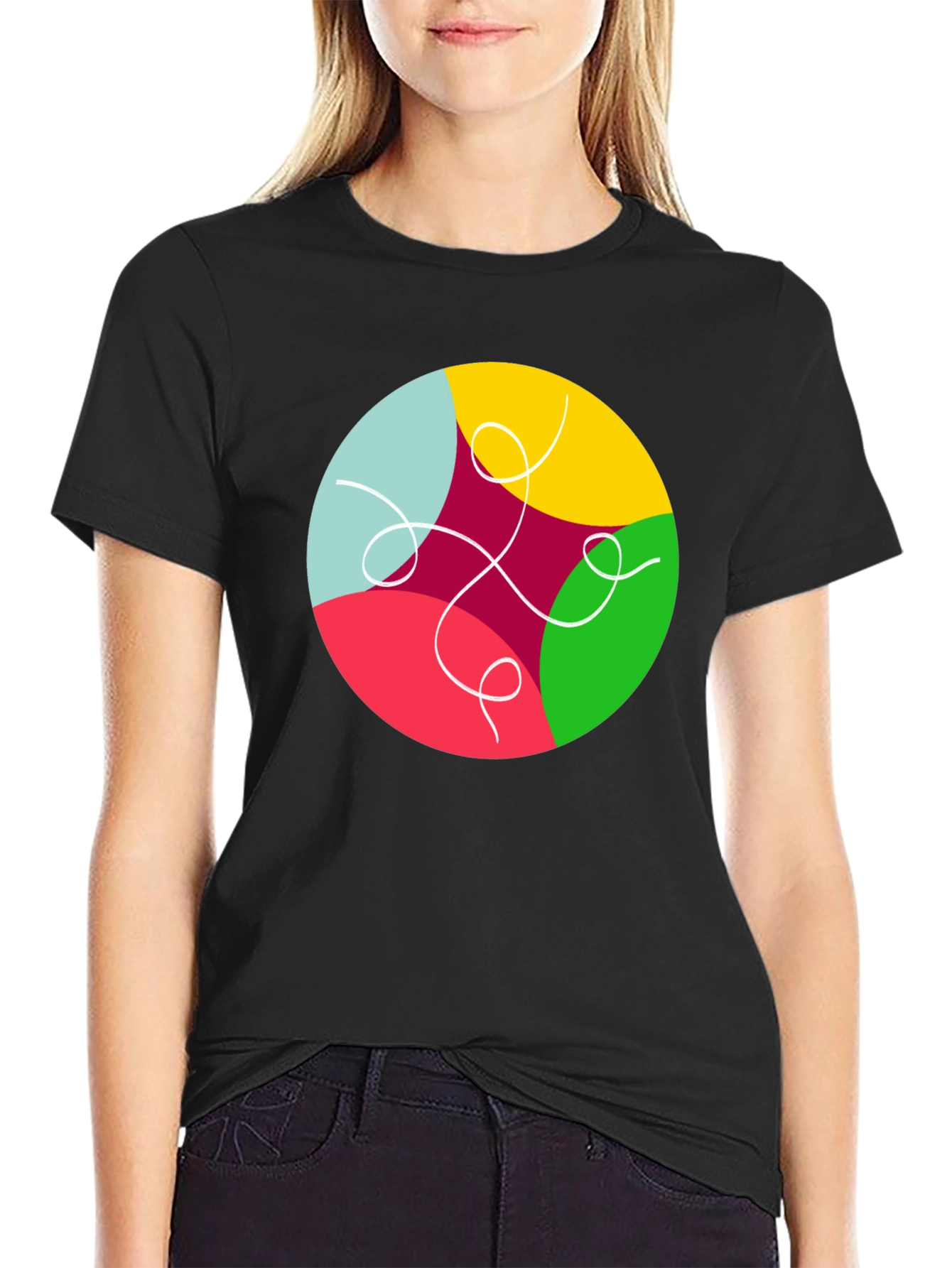 Abstract Circle Graphic Black T-Shirt