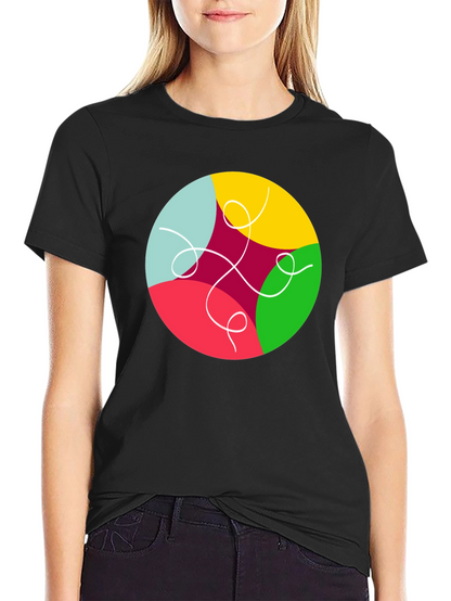 Abstract Circle Graphic Black T-Shirt
