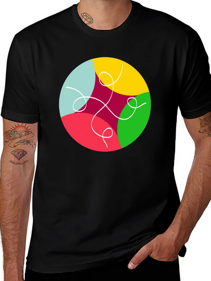 Abstract Circle Graphic Black T-Shirt