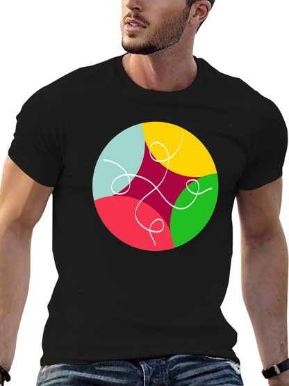Abstract Circle Graphic Black T-Shirt