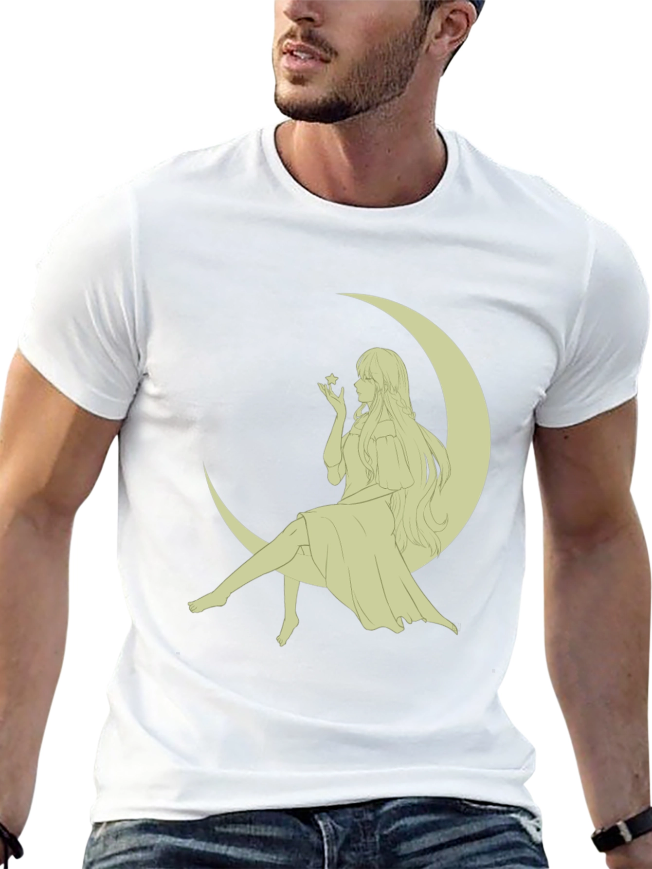 Moon Maiden Graphic Tee - Black Cotton Blend