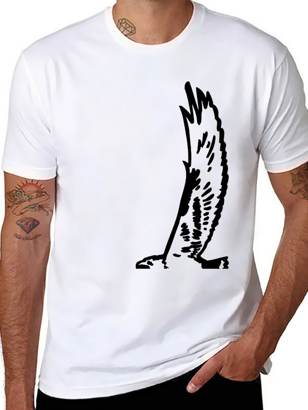 Mens Black Tee with Eagle Wing Graphic