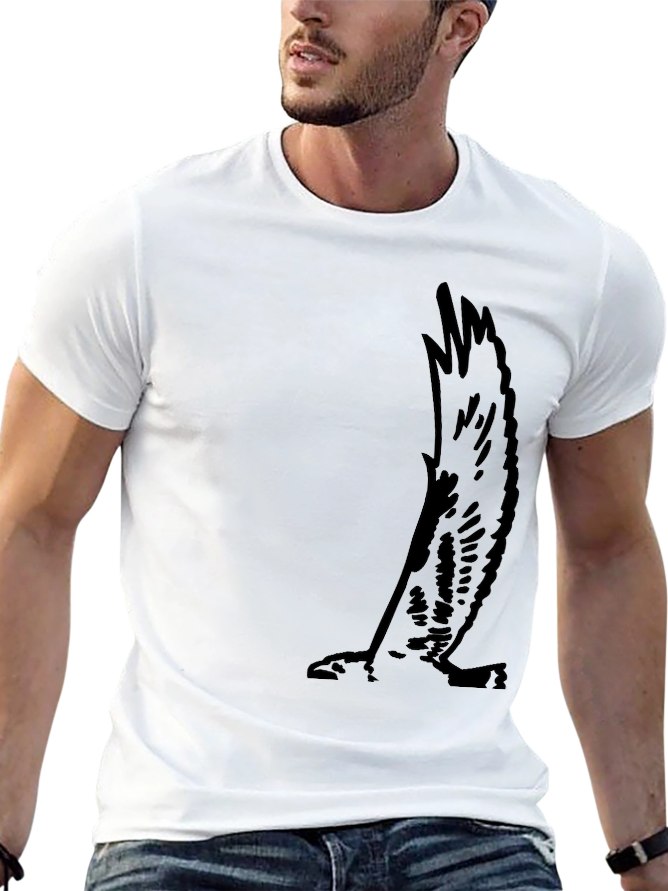 Mens Black Tee with Eagle Wing Graphic