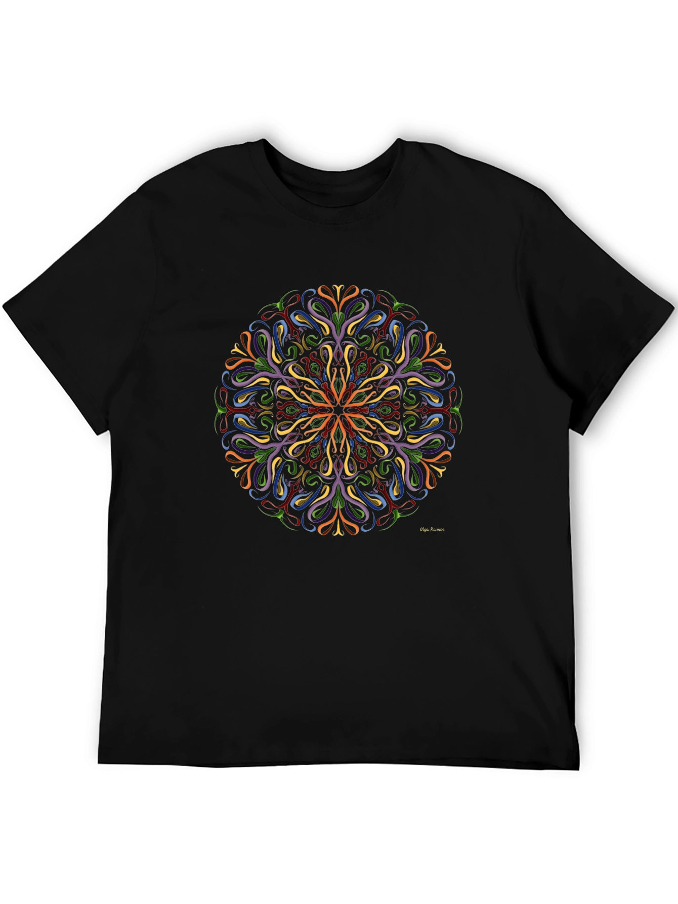 Vibrant Mandala Graphic Black T-Shirt
