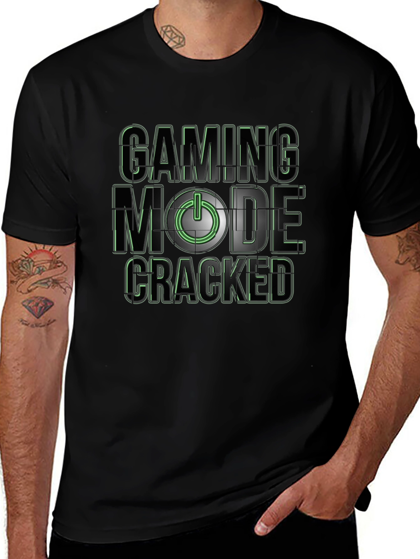 Gaming Mode Cracked T-Shirt - Black