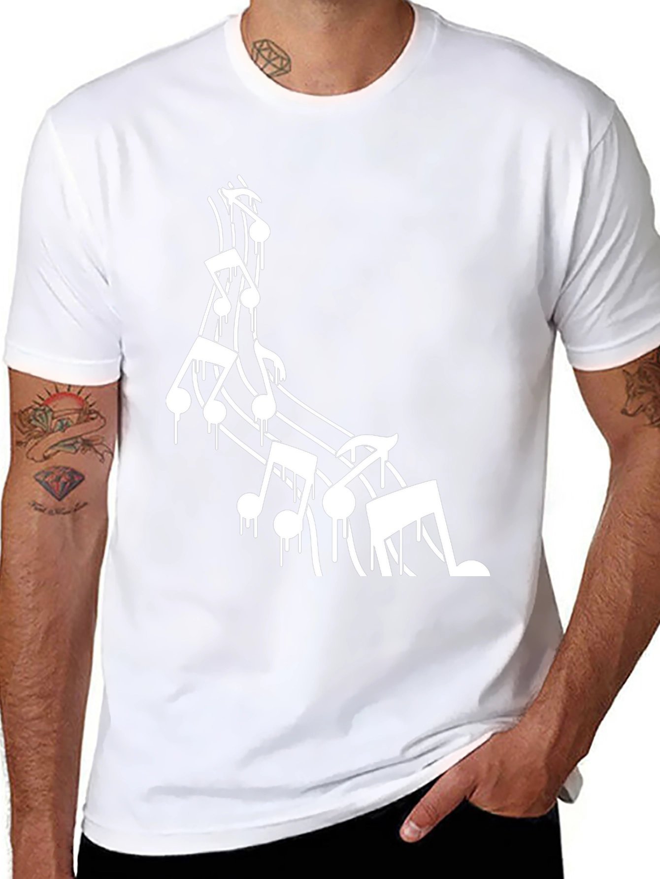 Music Notes Drip Graphic T-Shirt