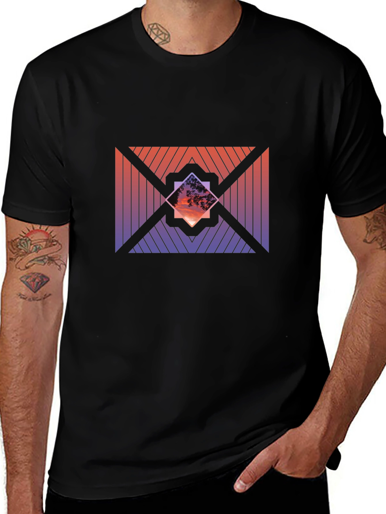 Sunset Geometric Graphic Tee