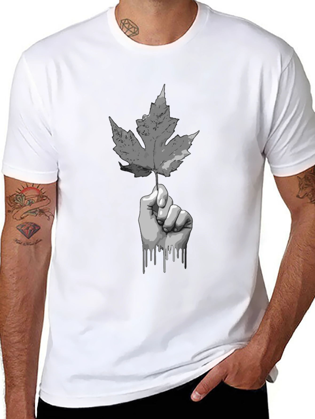 Maple Leaf Hand Graphic Tee - Stylish Casual Wear