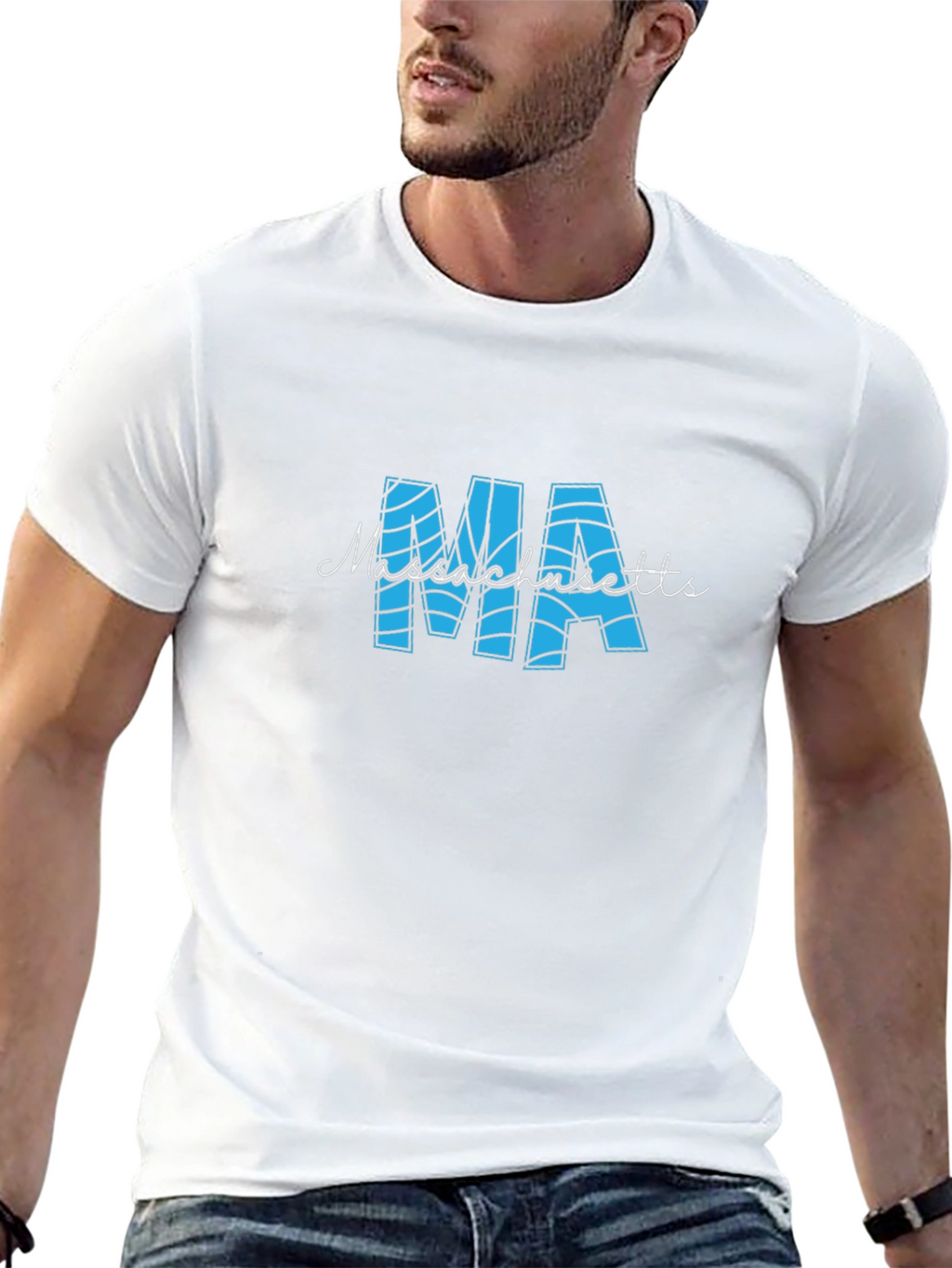 Massachusetts MA Black T-Shirt