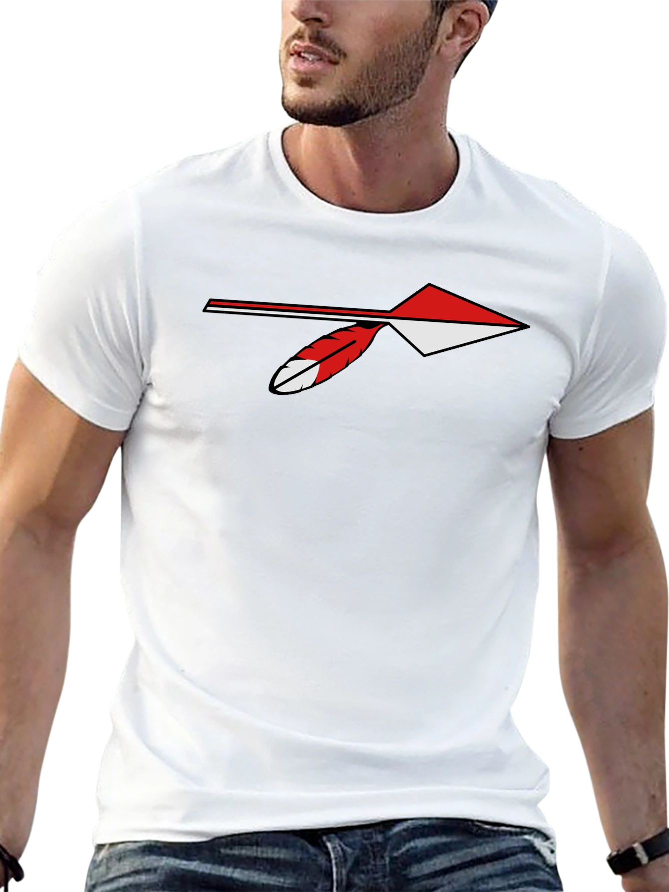 Arrowhead Feather Graphic Tee - Casual Black T-Shirt