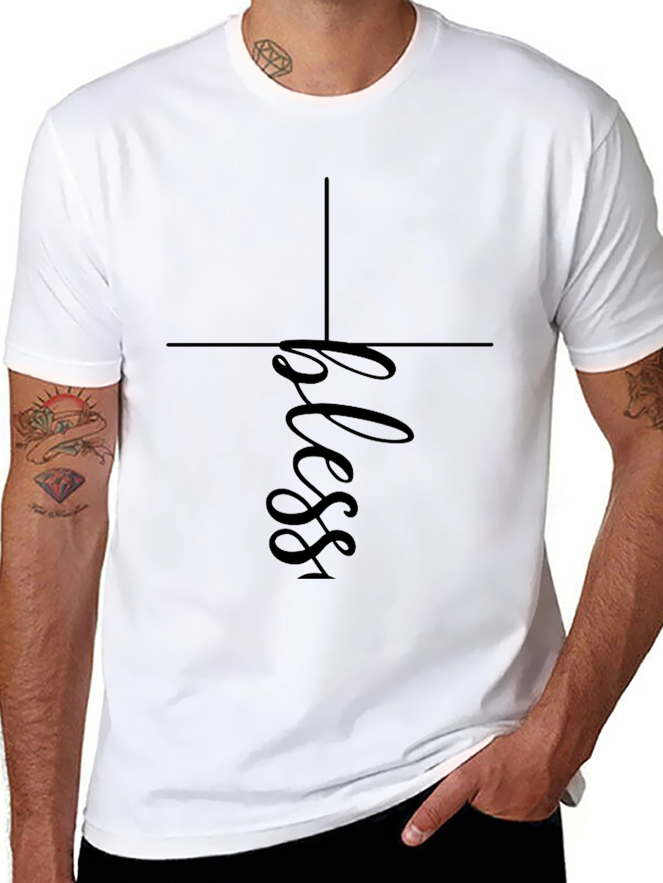 Bless Cross Graphic Tee - Mens Black Christian T-Shirt