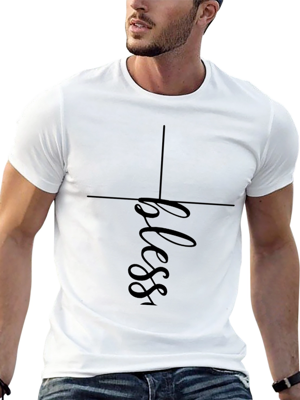 Bless Cross Graphic Tee - Mens Black Christian T-Shirt